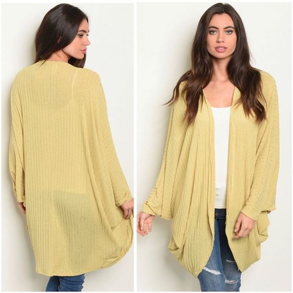 Oversized dolman sleeve cardigan in yellow - Picture 1 of 2